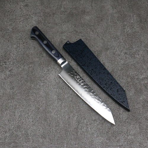 清助 青槌 AUS10 鎚目 切付多用途小刀 日本刀 145mm 深藍色合成木 握把 附刀鞘 - 清助刃物