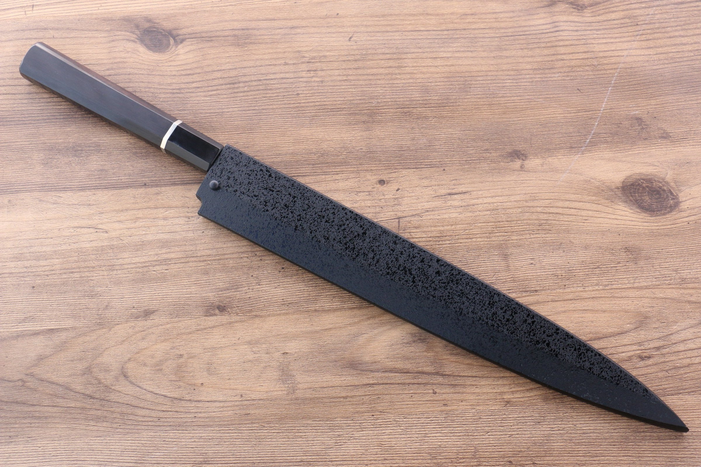 堺孝行富士山本燒白鋼二號柳刃日本刀300mm 黑檀（帶環型設計）握把附刀 