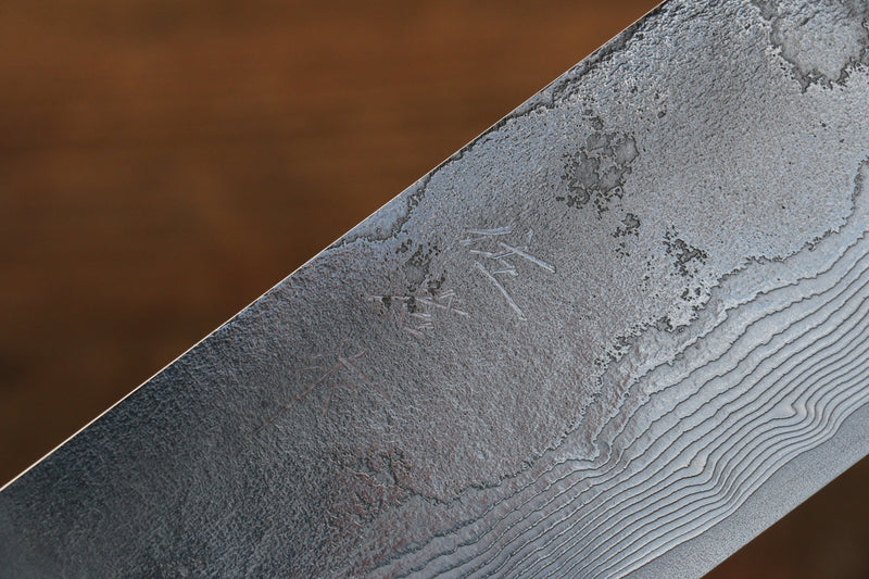 佐治 武士 VG10 鑽石面處理 大馬士革紋 菜切 日本刀 165mm 綠米卡塔（樹脂複合材料） 握把 - 清助刃物