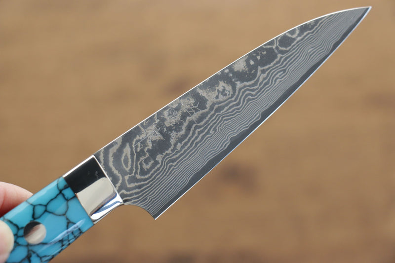佐治 武士 R2/SG2 黑色大馬士革紋 多用途小刀  90mm 土耳其石 握把 - 清助刃物