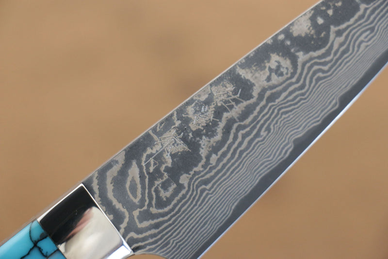 佐治 武士 R2/SG2 黑色大馬士革紋 多用途小刀  90mm 土耳其石 握把 - 清助刃物