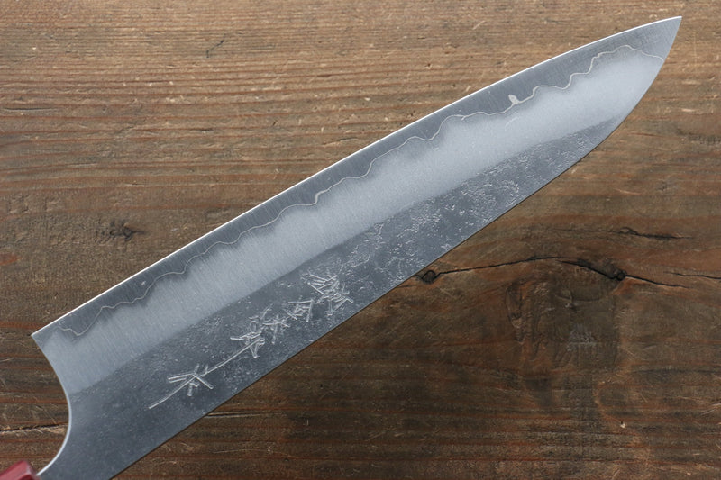 加藤 義實 超級青鋼 梨地 牛刀 日本刀 210mm 紅宏都拉斯紫檀木握把 - 清助刃物
