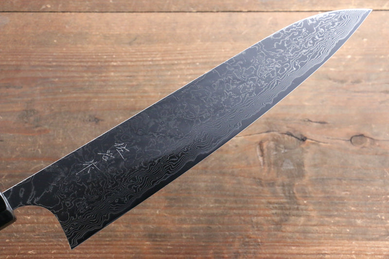 佐治 武士 R2/SG2 鏡面處理 大馬士革紋 牛刀  240mm 黑檀（帶環型設計） 握把 - 清助刃物
