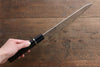 佐治 武士 R2/SG2 鏡面處理 大馬士革紋 牛刀  240mm 黑檀（帶環型設計） 握把 - 清助刃物