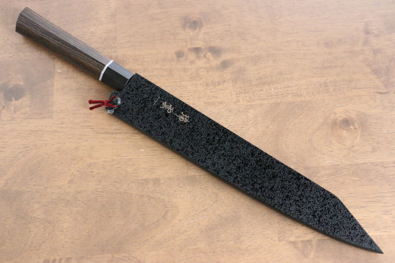 瑞雲 黑石目圖樣 木蘭 鞘 240mm 切付筋引用 附合成木安全栓 - 清助刃物