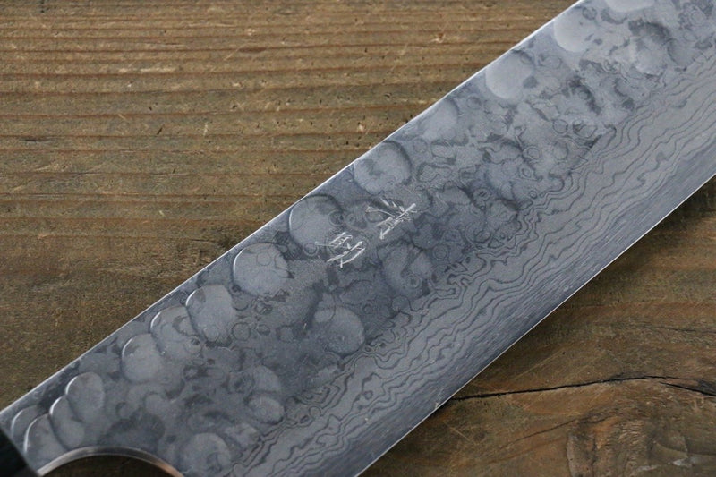 清助 青鋼二號 鎚目 大馬士革紋 牛刀 日本刀 210mm 紫檀木握把 - 清助刃物