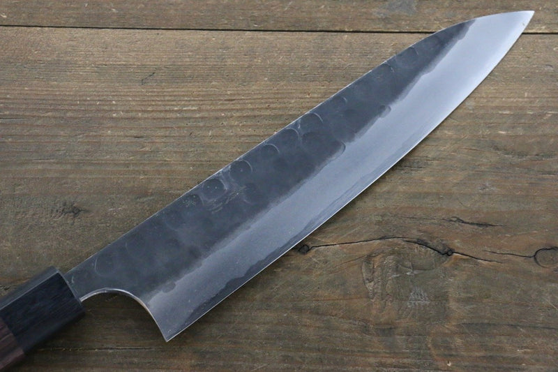 清助 青鋼二號 鎚目 黑打 牛刀 日本刀 210mm 紫檀木握把 - 清助刃物