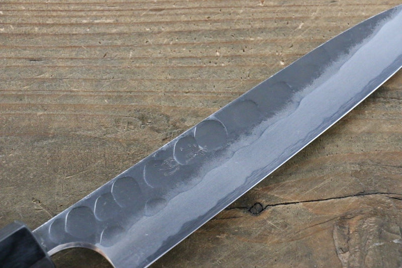 清助 青鋼二號 鎚目 黑打 多用途小刀 日本刀 150mm 紫檀木握把 - 清助刃物