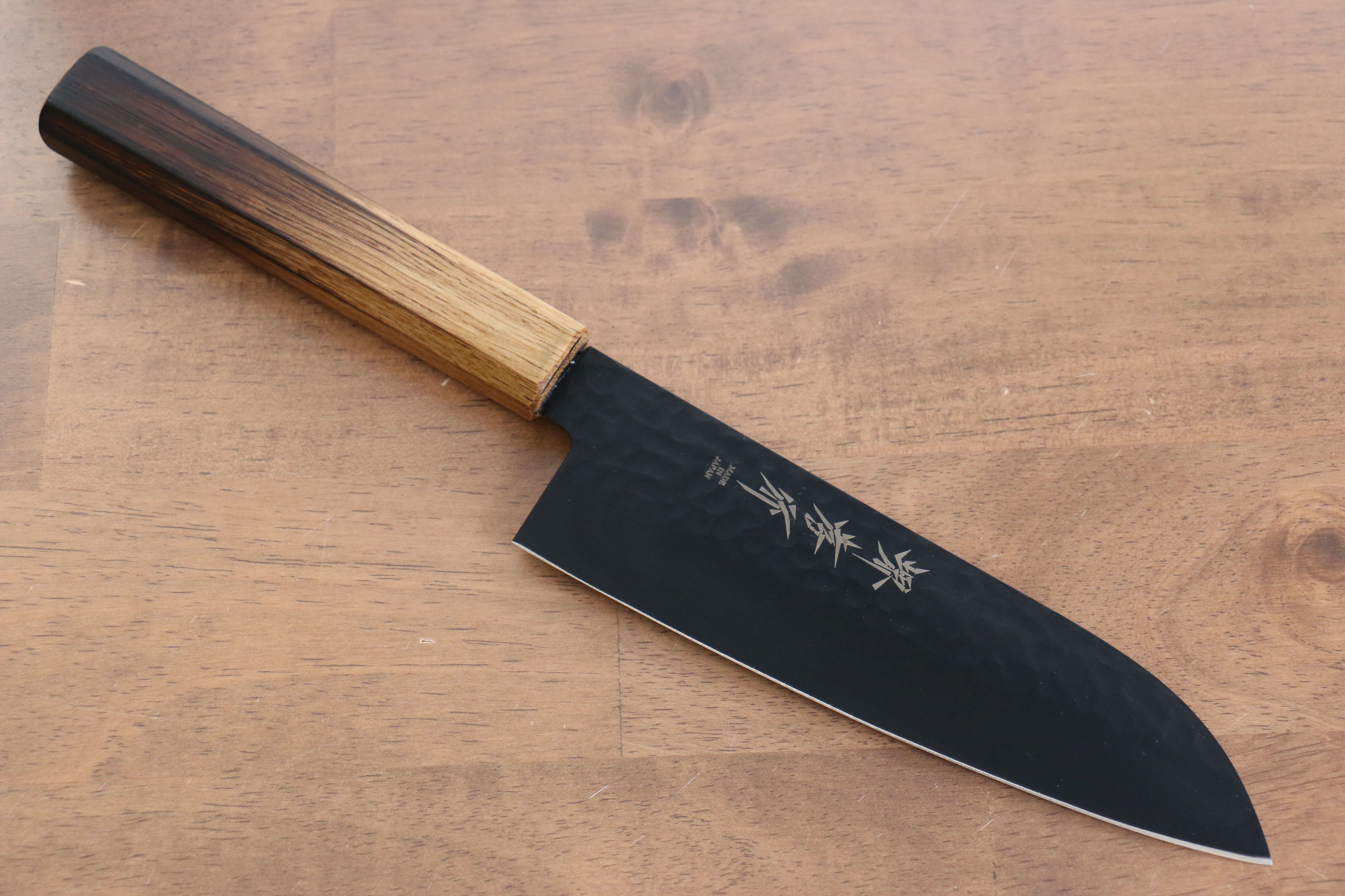 堺 孝行 黑影 VG10 鎚目 鐵氟龍塗層 三德刀  170mm 燒櫟木 握把 - 清助刃物