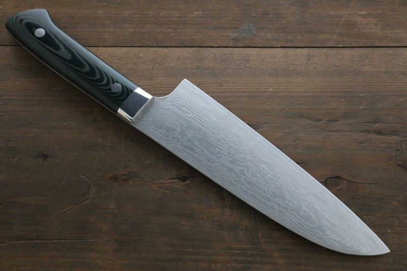 佐治 武士 VG10 大馬士革紋 三德刀 日本刀 180mm 黑米卡塔（樹脂複合材料） 握把 - 清助刃物