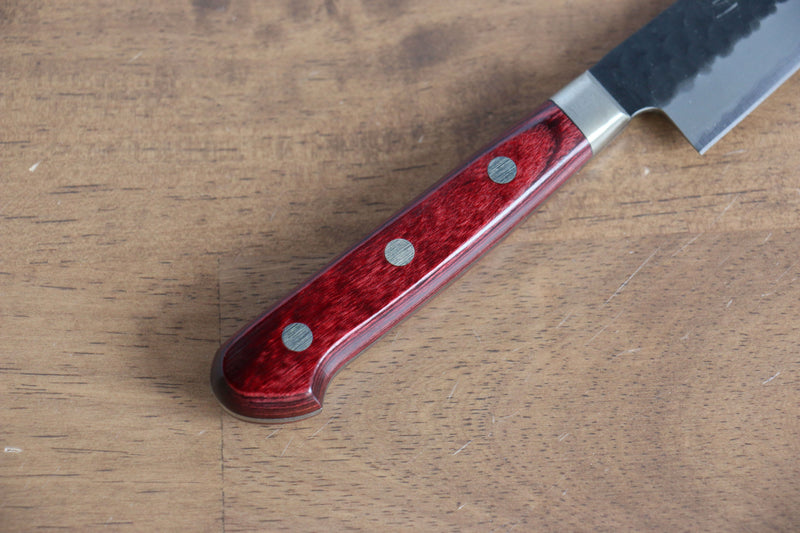 清助 超級青鋼 鎚目 黑打 多用途小刀  135mm 紅合成木握把 - 清助刃物