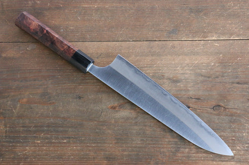 清助 白鋼 打磨處理 牛刀  210mm 宏都拉斯紫檀木握把 - 清助刃物