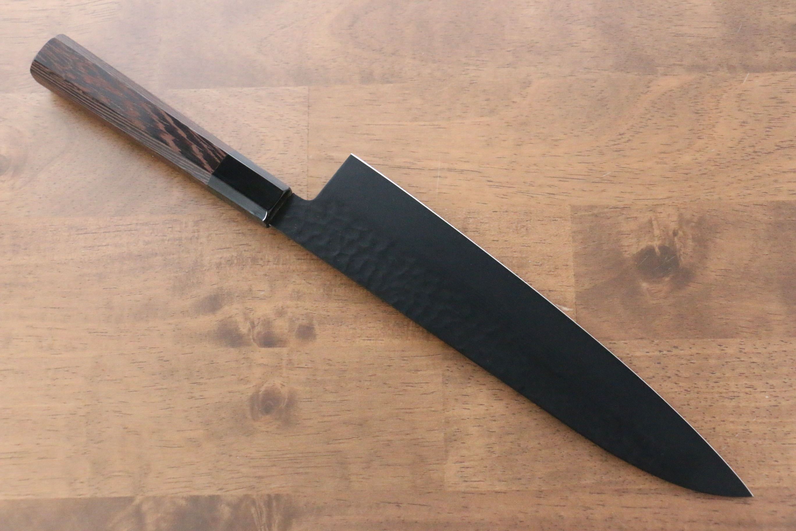 堺 孝行 黑影 VG10 鎚目 鐵氟龍塗層 牛刀 240mm 雞翅木 握把 - 清助刃物