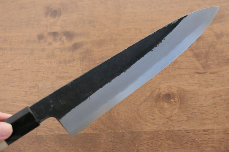 菊月 白鋼二號 黑打 牛刀  210mm 木蘭握把 - 清助刃物