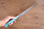 佐治 武士 R2/SG2 鑽石面處理 牛刀 日本刀 240mm 藍土耳其石 握把 - 清助刃物