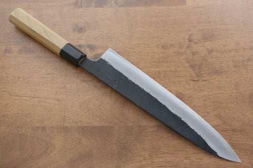 菊月 白鋼二號 黑打 牛刀  270mm 木蘭握把 - 清助刃物