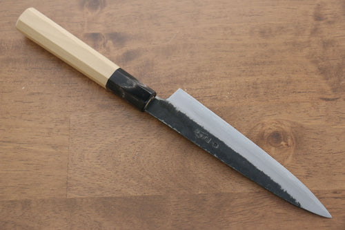 菊月 白鋼二號 黑打 多用途小刀 日本刀 150mm 木蘭握把 - 清助刃物