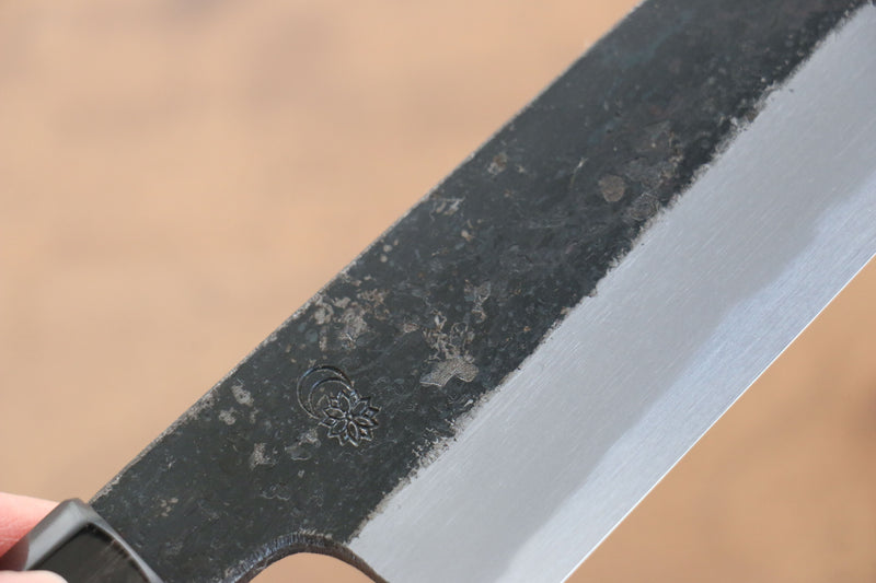 菊月 白鋼二號 黑打 切付牛刀  210mm 木蘭握把 - 清助刃物