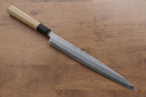菊月 青鋼一號 大馬士革紋 柳刃 日本刀 270mm 木蘭握把 - 清助刃物