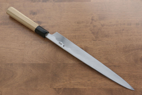 菊月 青鋼一號 大馬士革紋 柳刃 日本刀 270mm 木蘭握把 - 清助刃物
