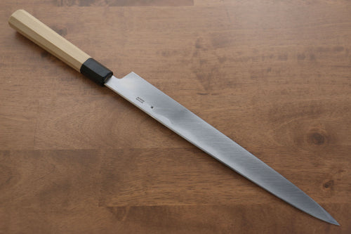 菊月 青鋼一號 大馬士革紋 柳刃 日本刀 300mm 木蘭握把 - 清助刃物