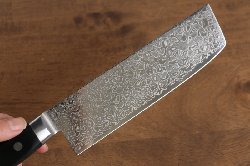 清助 鏡子 AUS10 鏡面處理 大馬士革紋 菜切  170mm 黑合成木 握把 - 清助刃物