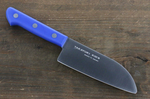 堺 孝行 鉬鋼（MOL） 兒童用刀  120mm - 藍色柄 - 清助刃物