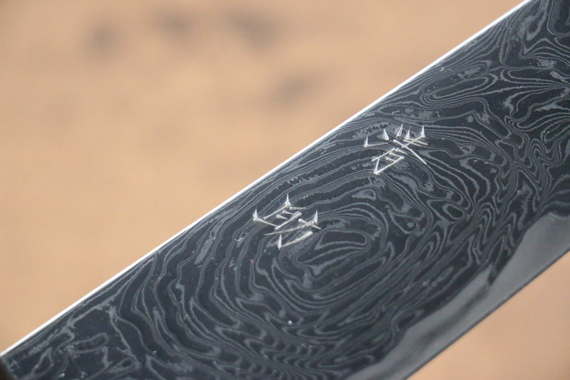 清助 海浪 AUS10 鏡面處理 大馬士革紋 牛刀  210mm 橡木 握把 - 清助刃物