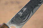 清助 海浪 AUS10 鏡面處理 大馬士革紋 多用途小刀  135mm 橡木 握把 - 清助刃物
