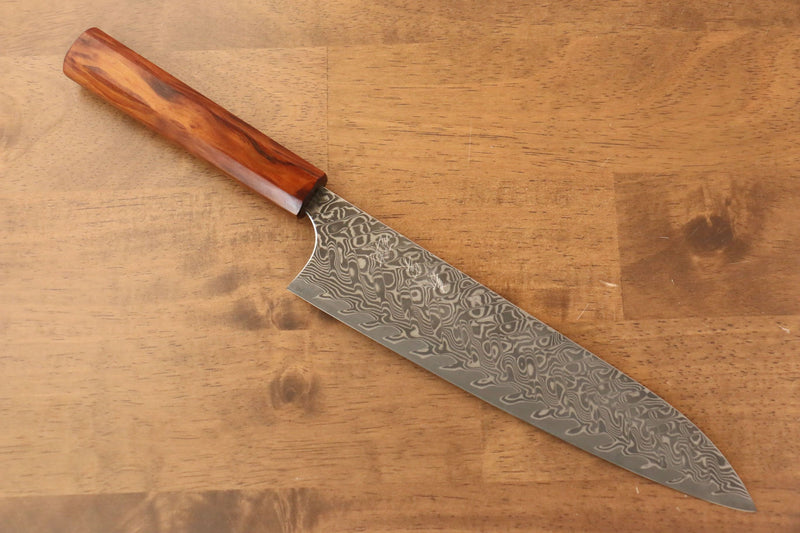 加藤 義實 SG2 大馬士革紋 牛刀  210mm 日本柳杉（漆塗）握把 - 清助刃物