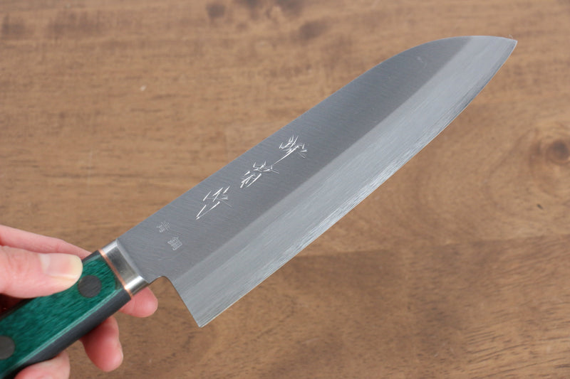 堺 菊守 青鋼一號 三德刀 日本刀 165mm 合成木（綠色） 握把 - 清助刃物