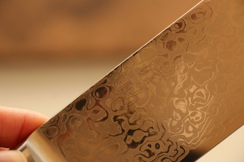 清助 木星 ZA-18 鏡面處理 大馬士革紋 菜切  165mm 茶色合成木 握把 - 清助刃物