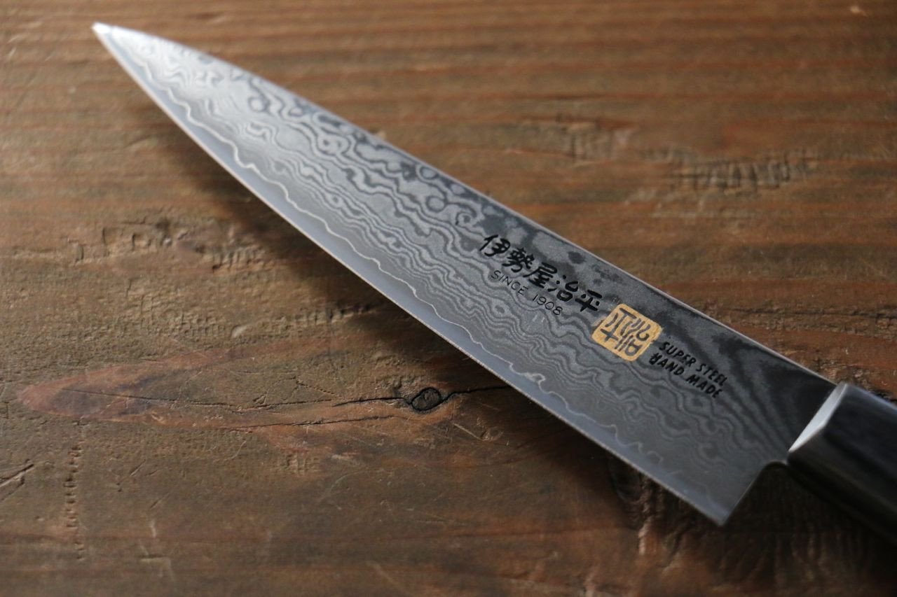 伊勢屋 VG10 大馬士革紋 多用途小刀 日本刀 120mm 黑合成木握把 - 清助刃物
