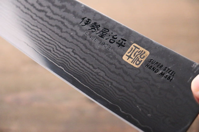 伊勢屋 VG10 大馬士革紋 牛刀 日本刀 210mm 黑合成木握把 - 清助刃物